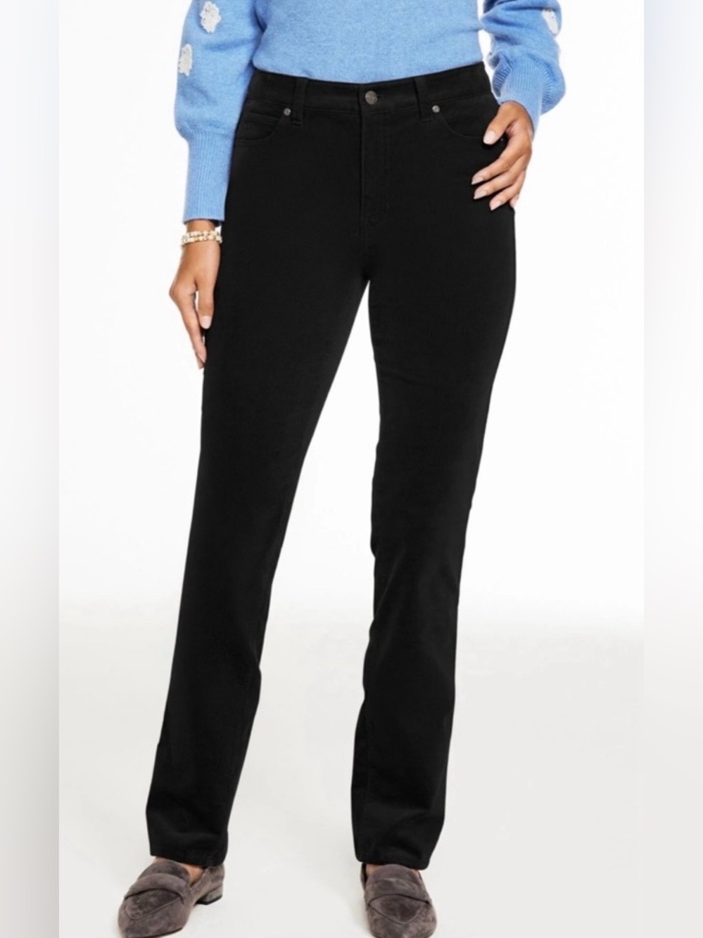 Talbot's Women's Straight Leg Stretch Corduroy Black Pants in 20W